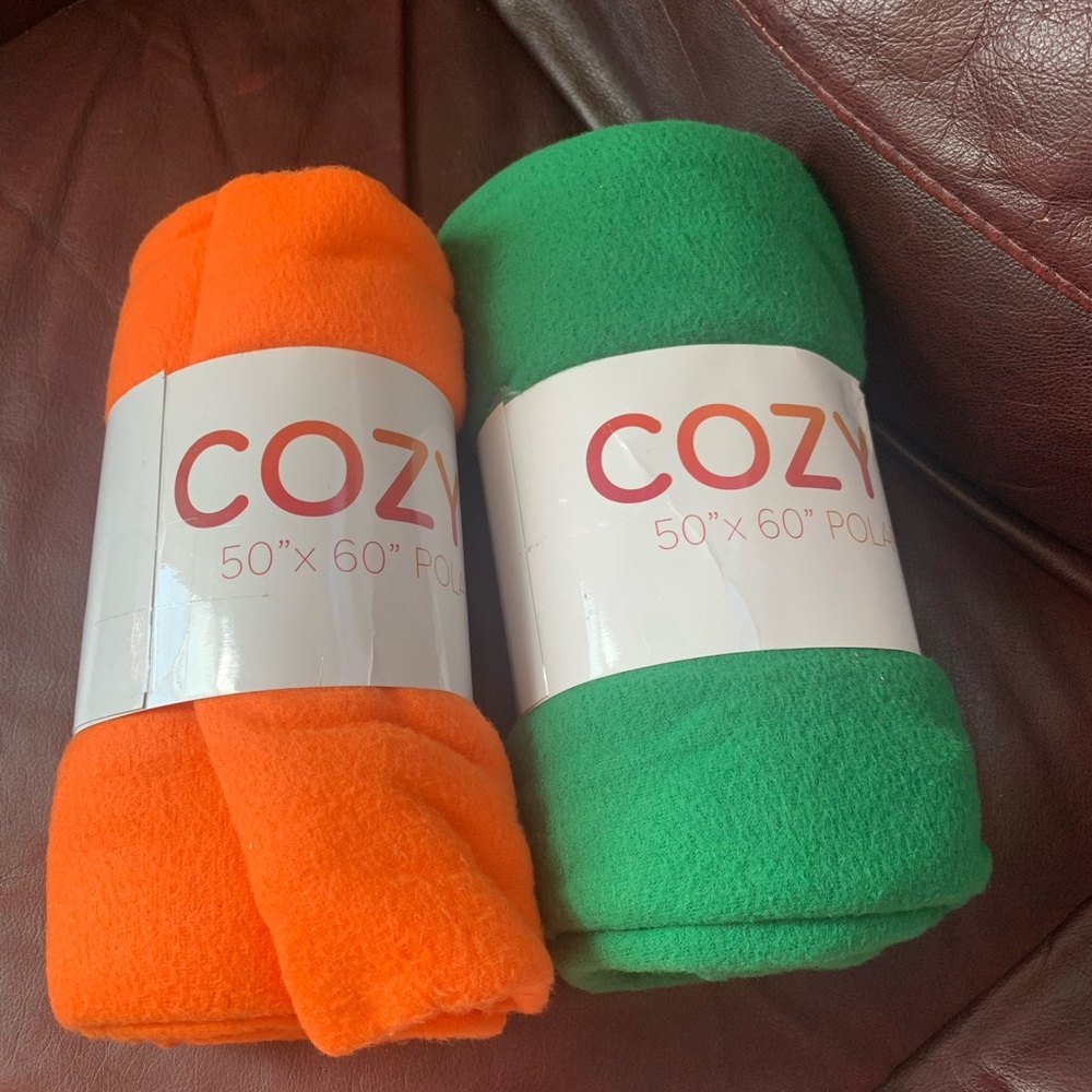 Orange and Green Fleece Throws